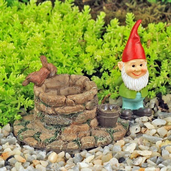 Puits de vœux en pierre avec seau et petits oiseaux, puits de fée  miniature, puits de souhaits de fée, accessoire de jardin de fées, The  Fairy Garden UK -  France