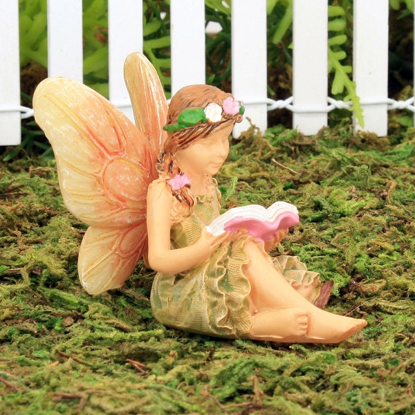 A Good Read Fairy, Fairy Reading Book, Fairy And Book, Miniature Fairy And Book,  Fairy Garden Accessory, The Fairy Garden UK