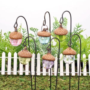 Acorn Cap Fairy Lantern, Miniature Fairy Garden Acorn Cap Lantern And Hook, Fairy Garden Accessory, the Fairy Garden UK
