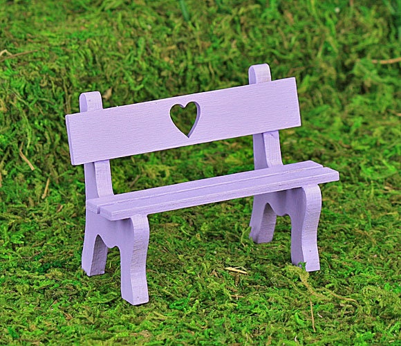 Fairy Garden Wooden Bench Heart Detail Fairy Garden Seat Fairy