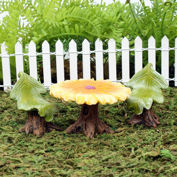 Daisy Table and Chair Set, Fairy Garden Furniture, Flower Bistro Set, Fairy Bistro Set, Fairy Accessories, The Fairy Garden UKn