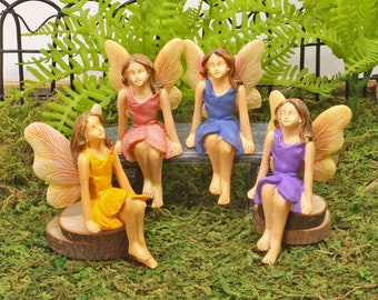 One Sitting Fairy Figure, 4 Colour Options, Miniature Fairy Garden Figure, Fairy Garden Accessory, The Fairy Garden, UK Fairy Garden
