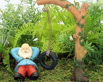 Balançoire en pneu miniature tronc d'arbre, Balançoire féerique, Balançoire en pneu fée, Aire de jeu féerique, The Fairy Garden Royaume-Uni