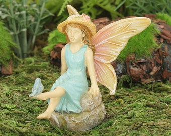 Fairy Perch, Fairy with Tiny Bird, Miniature Fairy and Bird, Fairy Figure, Fairy Garden Miniature, The Fairy Garden, UK Fairy Garden