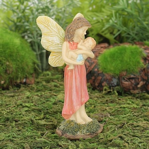 Mother and Baby Fairy Figure, Mother and Newborn baby Fairy, Miniature Standing Fairy with Baby, Fairy Garden Accessory, The Fairy Garden UK