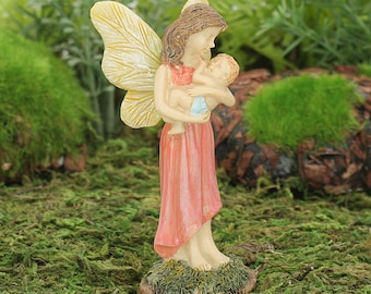 Mother and Baby Fairy Figure, Mother and Newborn baby Fairy, Miniature Standing Fairy with Baby, Fairy Garden Accessory, The Fairy Garden UK