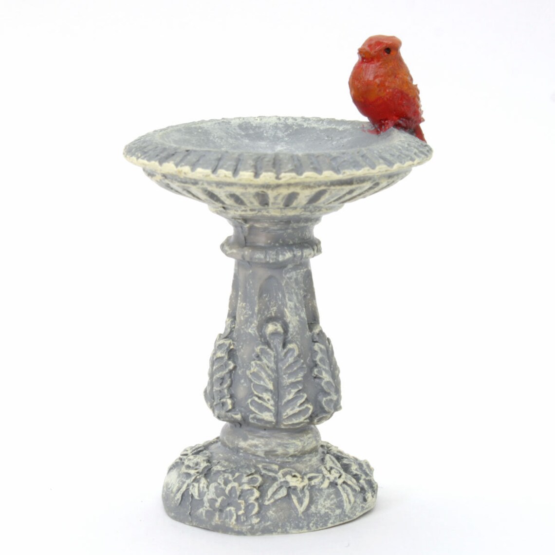 Bird Bath With Little Bird Stone Effect Birdbath With Red Etsy Singapore
