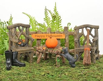 Happy Halloween 10 Piece Collection,  Halloween Fairy Garden Miniatures, Fairy Garden Accessory, The Fairy Garden UK
