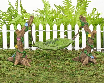 Oak Leaf Hammock, Fairy Garden Miniature Hammock, Fairy Playground, Miniature Hammock for Fairy Garden, The Fairy Garden UK