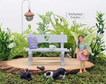 Fairy Garden Gift Set, Dove Grey Collection, 10 or 6 Piece Starter Pack for Miniature Fairy Garden, Fairy Garden Accessories