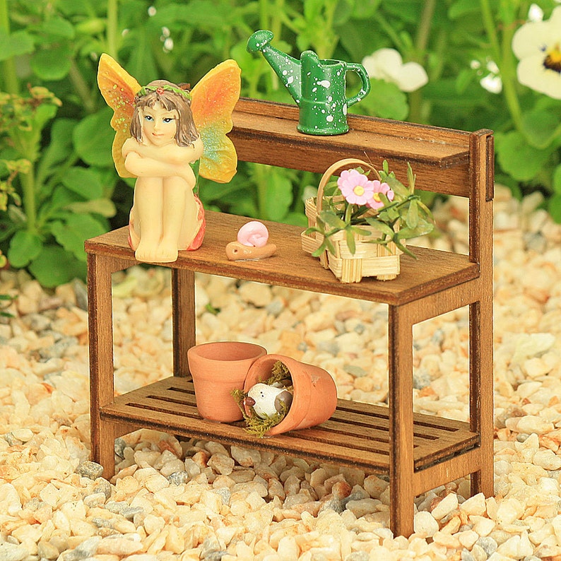 Garden Potting Bench With Tiny Fairy And Accessories Flower Etsy