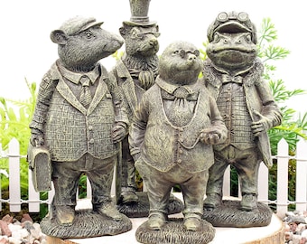 Vintage Style Wind In The Willows Characters, Mr Toad, Ratty, Badger, Mole, Indoor Or Outdoor, The Fairy Garden UK