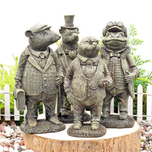 Vintage Style Wind in den Weiden Charaktere, Mr Toad, Ratty, Dachs, Maulwurf, drinnen oder draußen, The Fairy Garden UK