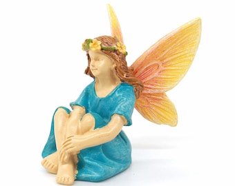 Flower Fairy, Sitting Fairy Figure, Miniature Fairy for Fairy Garden, Miniature Sitting Fairy, The Fairy Garden UK