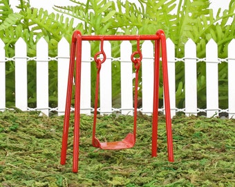 Little Red Swing, Miniature Fairy Garden Swing, Dolls House Swing, Fairy Swing, The Fairy Garden UK