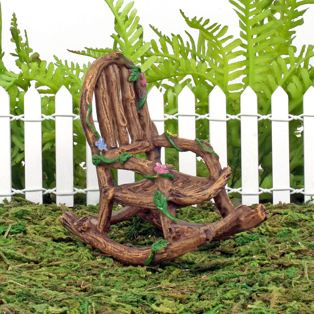 Magic Rocking Chair Log Effect Rocking Chair, Miniature Fairy Garden Rocking Chair, Rocking ...