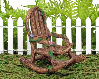 Log Effect Rocking Chair, Miniature Fairy Garden Rocking Chair, Rocking Chair for Fairy Garden, The Fairy Garden UK