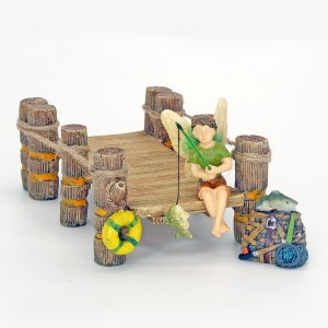 Lakeside Dock, Boating Dock, Miniature Fairy Garden Lakeside or Beach Boating Dock, Fishing Fairy, The Fairy Garden UK