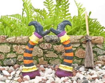 Halloween Miniature, Pair of Witches Stripey Legs, Fun Fairy Garden Halloween Miniature, Cake Topper, The Fairy Garden UK