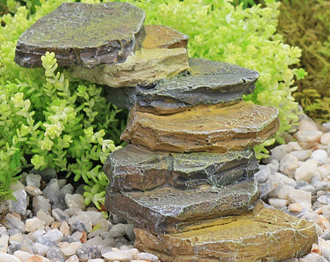 SALE - 50% OFF Stone Effect Steps, Fairy Steps, Fairy Stairs, Rock Steps, Fairy Garden Accessories, Miniature Fairy Accessory
