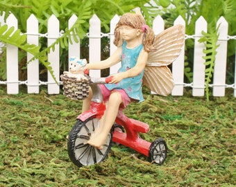 Día de Lottie, Hada en triciclo, Hada en miniatura en triciclo, Accesorio para jardín de hadas en miniatura, The Fairy Garden UK