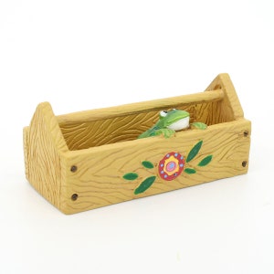 Miniature Tool Box With Little Hiding Frog, Doll House Tool Box, Garden Tool Caddy With Frog, Fairy Garden Accessory, The Fairy Garden UK