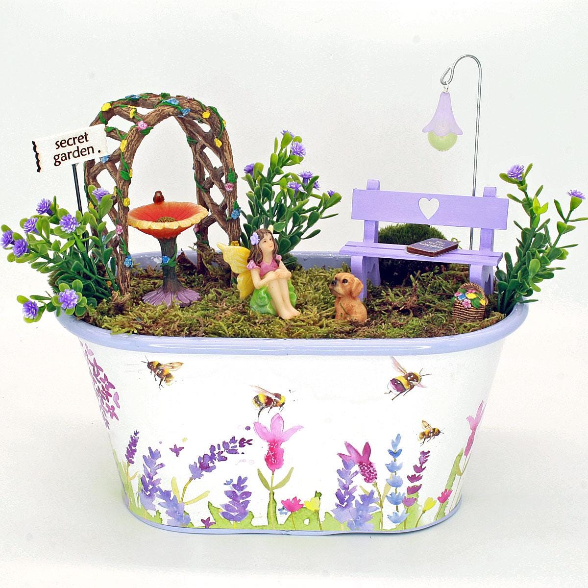 Flieder-Themen-Feengarten-Kit, DIY-Feegarten-Kit, machen Sie Ihren eigenen Feengarten, handgemachtes Miniatur-Fee-Kit, The Fairy Garden UK