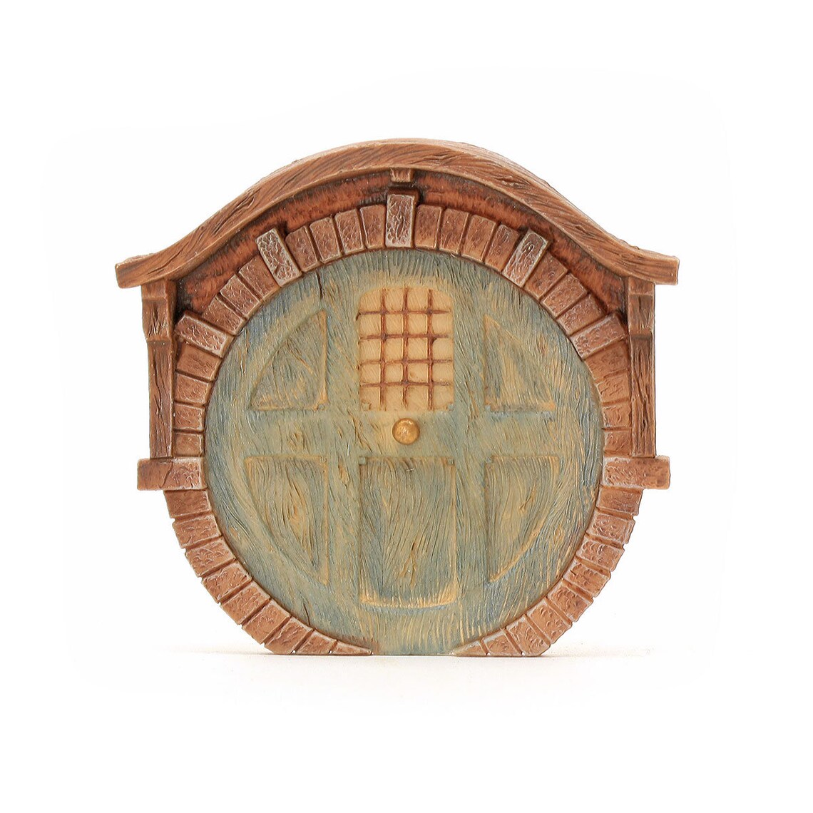 Round Hobbit Door With Brick Surround Blue Hobbit Door Round Etsy