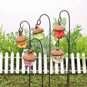Acorn Cap Fairy Lantern, Miniature Fairy Garden Acorn Cap Lantern And Hook, Fairy Garden Accessory, the Fairy Garden UK