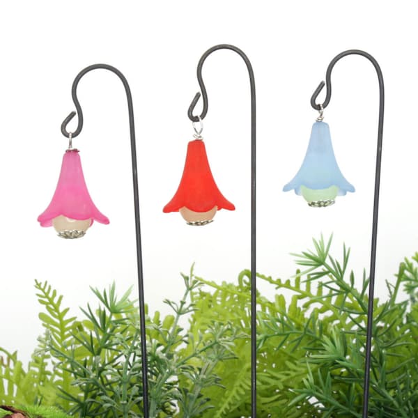 Glow In the Dark Flower Lantern and  Hook, Miniature Fairy Garden Lantern, Fairy Light, Fairy Garden Accessory, The Fairy Garden UK