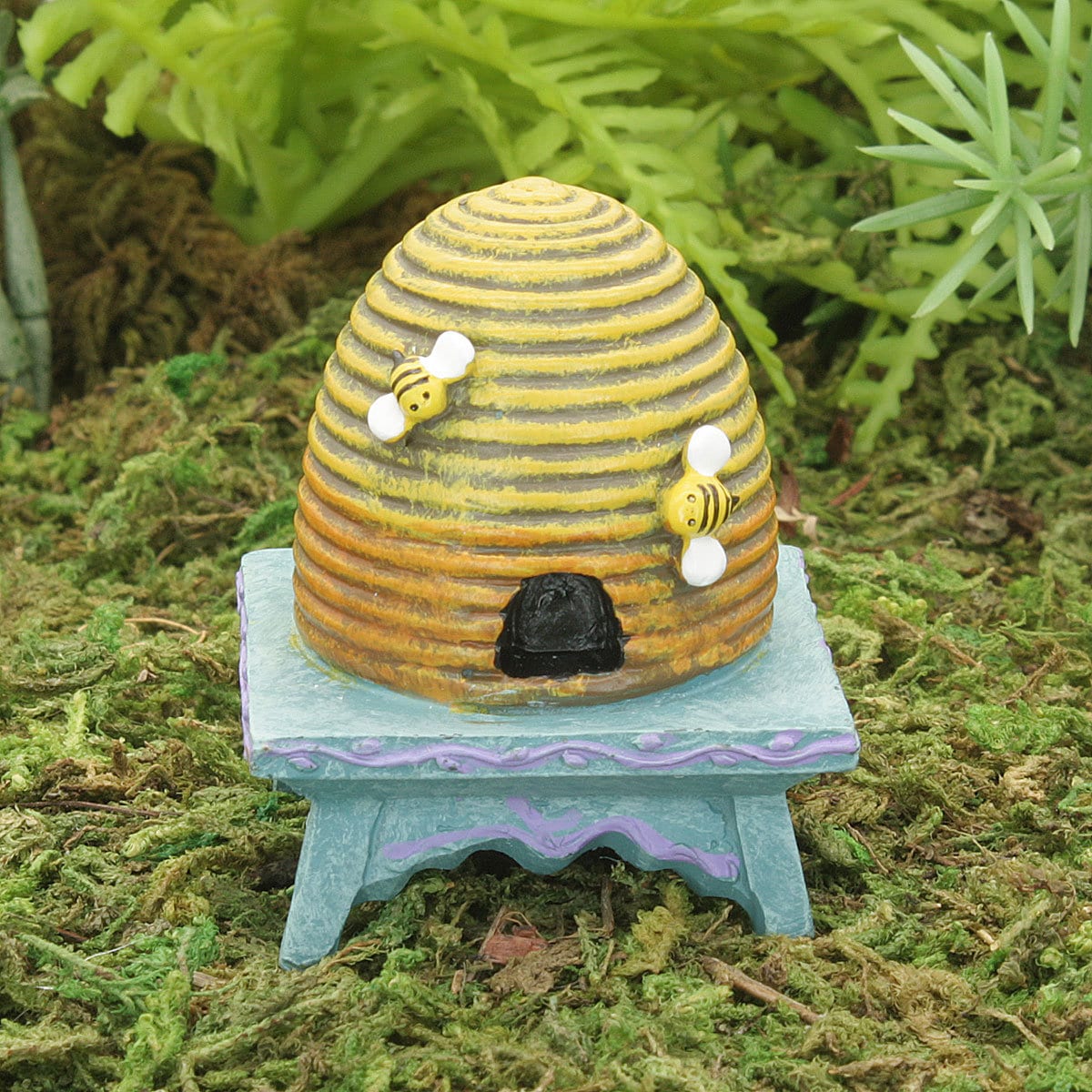 Miniature Fairy Garden Beehive on Stool 