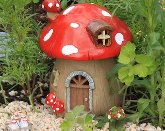 Mushroom Fairy House with LED Lights, Toadstool Fairy House, Mushroom Fairy Cottage, The Fairy Garden, UK Fairy Garden