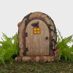 Porta de fada com degrau de pedra e detalhe de bolota, porta de jardim de fadas, porta de fada, porta de fada mágica, acessório de jardim de fadas, The Fairy Garden UK