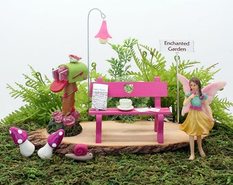 Fairy Garden Gift Set, Fuchsia Pink Collection 10 or 6 Piece Starter Pack for Miniature Fairy Garden, Fairy Garden Accessories