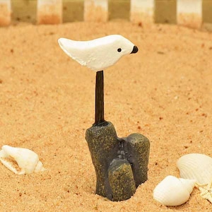 Seagull and Post, Seagull, Seaside Accessory, Fairy Garden, Beach Garden Accessory, Fairy Garden Accessory, The Fairy Garden
