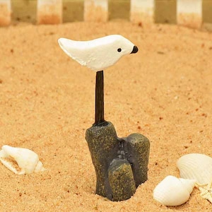 Gabbiano e palo, Gabbiano, Accessorio per il mare, Giardino fatato, Accessorio per giardino da spiaggia, Accessorio per giardino fatato, Il giardino fatato