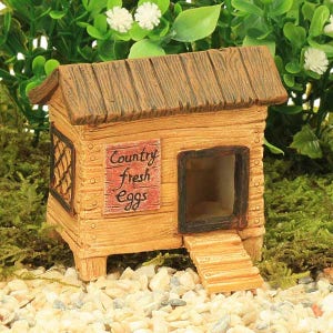 Chicken Coop, Hen House, Chicken House, Chickens, Cockerel, Farmyard Chickens, Fairy Garden Chicken House, Fairy Garden Miniature, Accessory image 2
