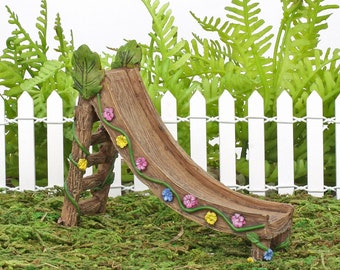 Fairy Slide, Wooden Effect Fairy Slide, Miniature Fairy Slide, Fairy Playground, Fairy Garden Accessory, The Fairy Garden UK