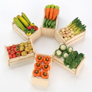 Vegetable Crate, Miniature Vegetable Crate, accessory For Fairy Garden, Doll House Miniature Garden Vegetables, The Fairy Garden UK