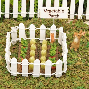 Collection de potagers, palissade, enseigne, lapin, potager miniature, accessoire de jardin féerique, The Fairy Garden Royaume-Uni