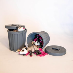 Opossum in Trash Can - Playset for Kids & Collectors - Unique Animal Lover Gift, Trash Can Toy, Possum Gift, Playset, Diorama