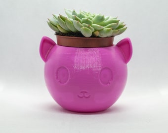 Imprimée en 3D jardinière chat, cadeau d’amant de chat, chat rose, Kitty planteur, AnimalPlanter, cadeau d’anniversaire, mignon, cadeau pour elle, organisateur de bureau