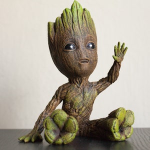 Lindo agitando bebé Groot figura Vengadores Infinity guerra Marvel Guardianes de la Galaxia 3D impreso juguete pintado a mano Soy Groot decoración navideña imagen 3