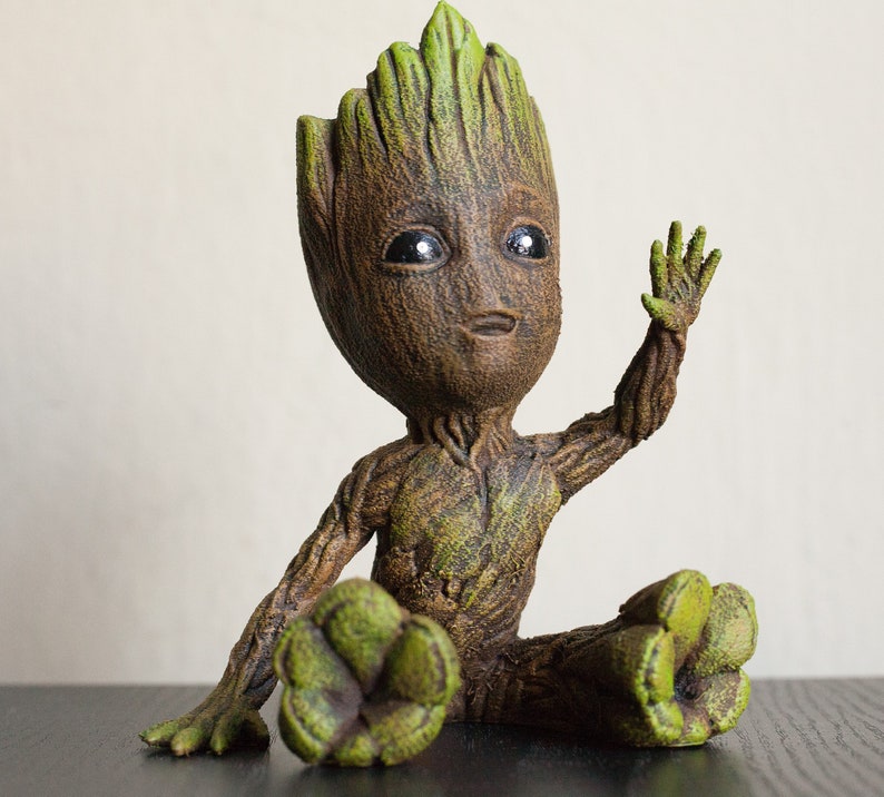 Cute Waving Baby Groot Figure Avengers Infinity war Marvel Guardians of the Galaxy 3D printed hand painted toy I am Groot cristmas decor image 3