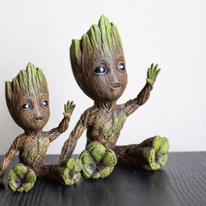 Lindo agitando bebé Groot figura Vengadores Infinity guerra Marvel Guardianes de la Galaxia 3D impreso juguete pintado a mano Soy Groot decoración navideña imagen 9