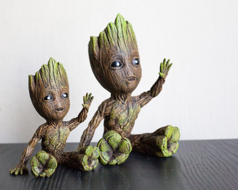 Lindo agitando bebé Groot figura Vengadores Infinity guerra Marvel Guardianes de la Galaxia 3D impreso juguete pintado a mano Soy Groot decoración navideña imagen 9