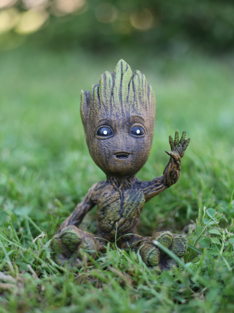 Cute Waving Baby Groot Figure Avengers Infinity war Marvel Guardians of the Galaxy 3D printed hand painted toy I am Groot cristmas decor image 1