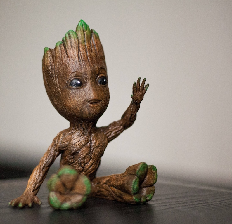 Lindo agitando bebé Groot figura Vengadores Infinity guerra Marvel Guardianes de la Galaxia 3D impreso juguete pintado a mano Soy Groot decoración navideña imagen 7