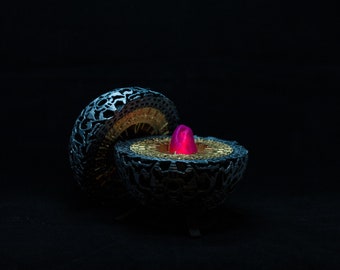 3Dプリントのインフィニティオーブ、LED付き、スタンド付き