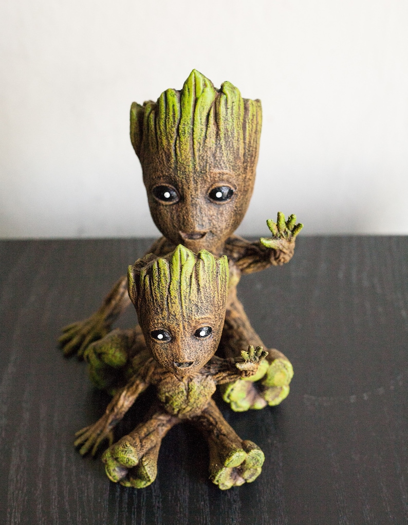 Lindo agitando bebé Groot figura Vengadores Infinity guerra Marvel Guardianes de la Galaxia 3D impreso juguete pintado a mano Soy Groot decoración navideña imagen 2